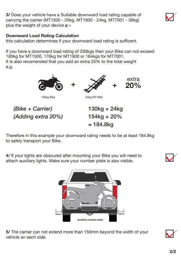 Motow 1900mm Motocross Motorcycle Bike Carrier