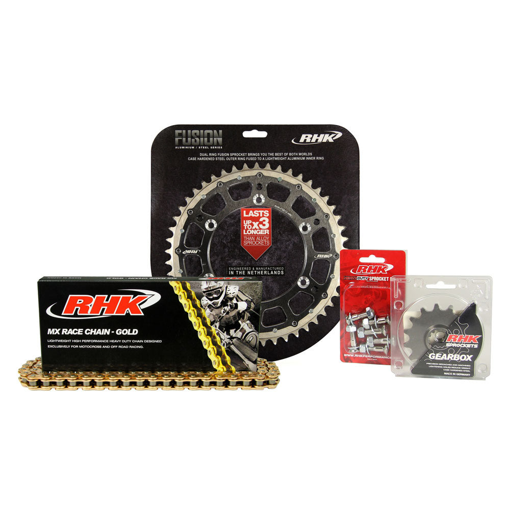 RHK Kawasaki KX 450 F 2006-2018 (13/49) Gold MX Chain & Black Fusion Sprocket Kit