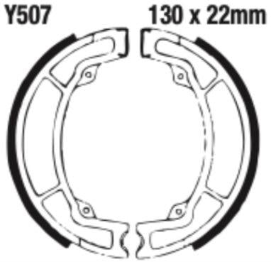 EBC Y507G Grooved Brake Shoe Set (8600994) For Yamaha It/Ty/YZ