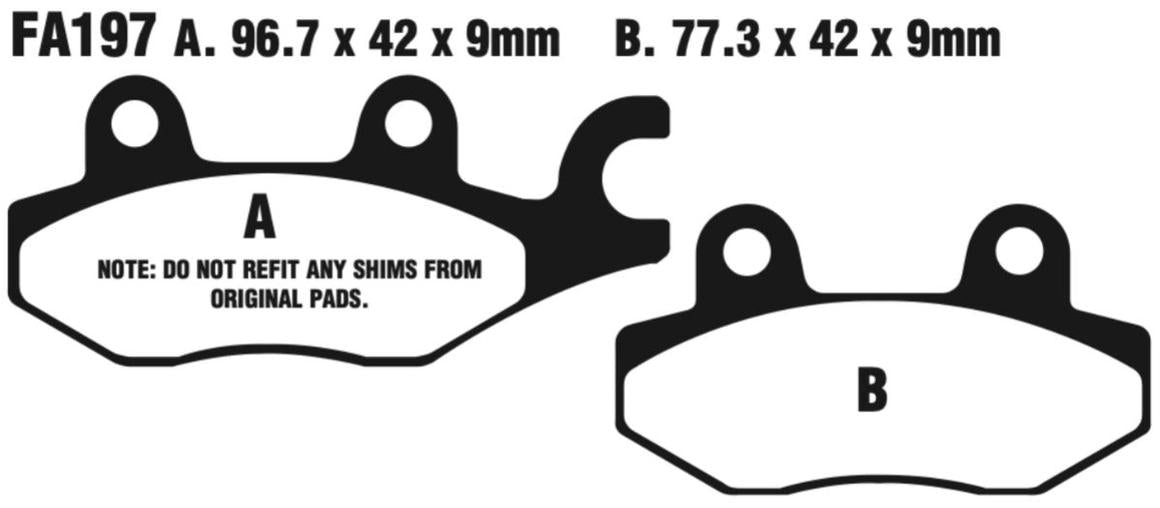 EBC Epfa197Hh Extreme Pro Double-H Sintered Disc Pad Set Front/Rear(8601039) For Honda/Kawasaki/Kymco/Suzuki