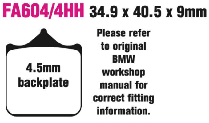 EBC Fa604/4Hh Double-H Sintered Disc Pad Set Front (8601572) For Bmw/Triumph