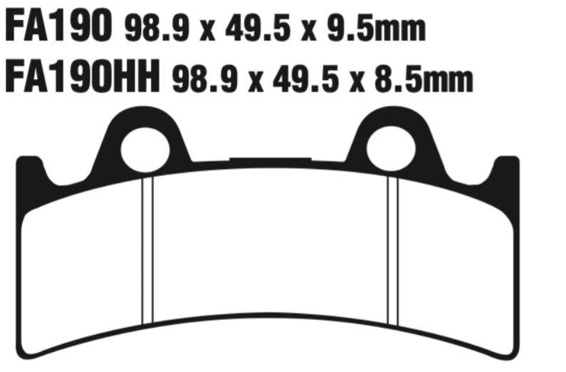 EBC Fa190Hh Double-H Sintered Disc Pad Set Front (8601305) For Triumph/Yamaha