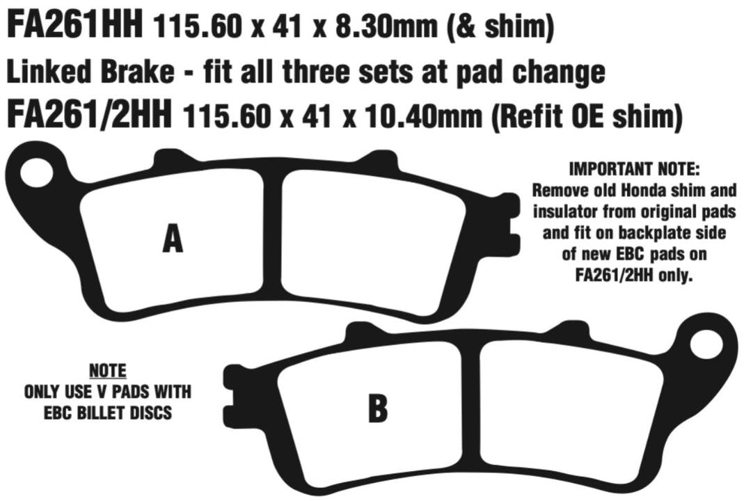 EBC Fa261Hh Double-H Sintered Disc Pad Set Front (8601383) Honda/Victory