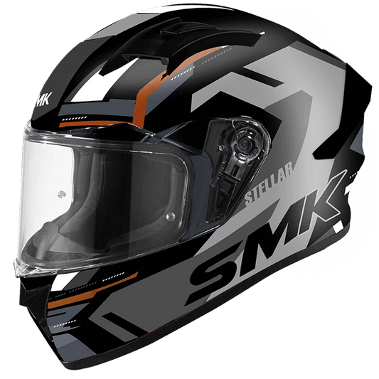 SMK Stellar K-Power Helmet - Black / Grey / Orange