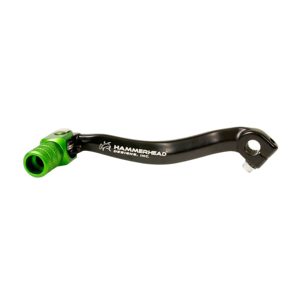 Hammerhead Kawasaki Forged Black/Green Gear Lever Knurled Tip - KX 125 1994-2008 (+10mm)