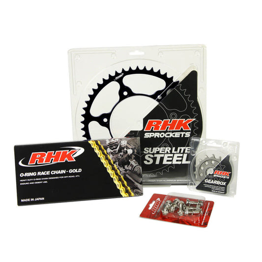 RHK Suzuki RMZ 450 2005-2012 (13/50) Gold O-Ring Chain & Black Super Lite Steel Sprocket Kit