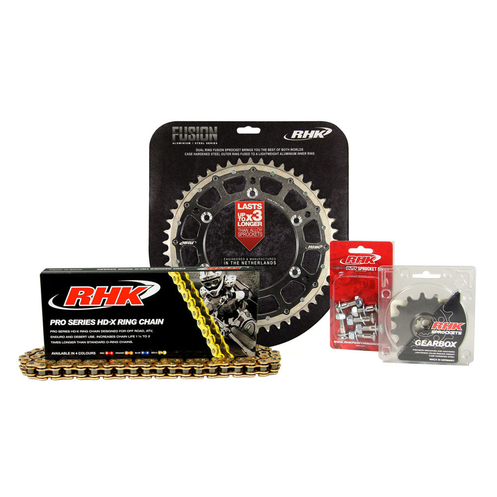 RHK Suzuki RMZ 450 2005-2012 (13/50) Gold HD-X Ring Chain & Black Fusion Sprocket Kit