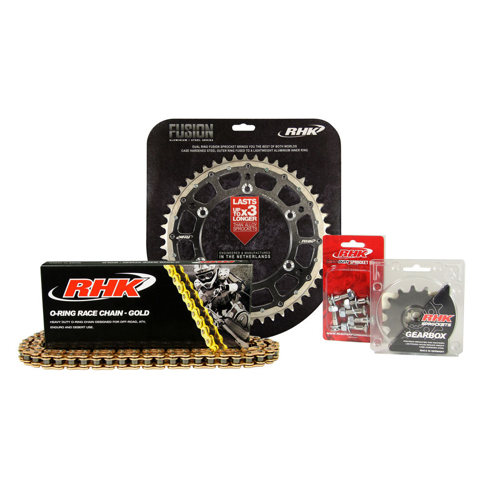 RHK Suzuki RM 250 1982-2008 (13/49) Gold O-Ring Chain & Black Fusion Sprocket Kit