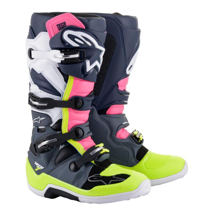 Alpinestars Tech 7 Dark Blue Yellow Pink