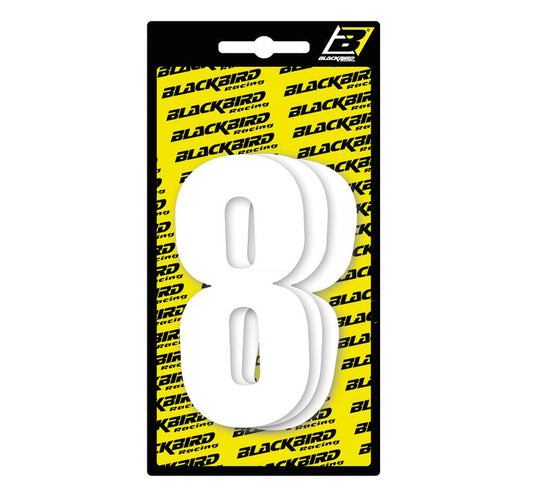 Blackbird Race Numbers 8  3 Pack White Small