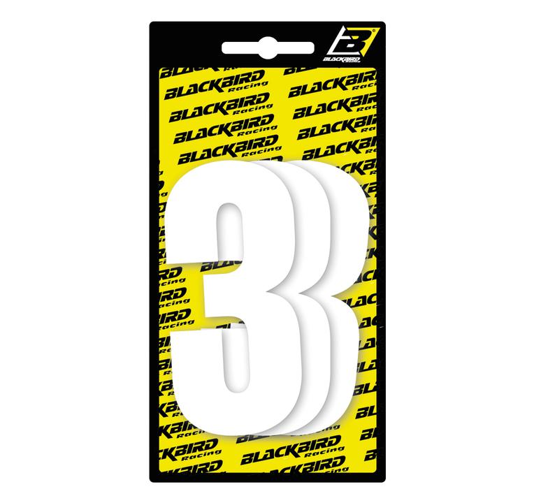 Blackbird Race Numbers 3  3 Pack White Small