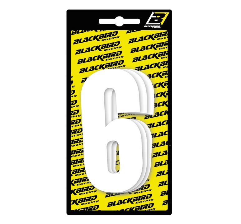Blackbird Race Numbers 6  3 Pack White Large