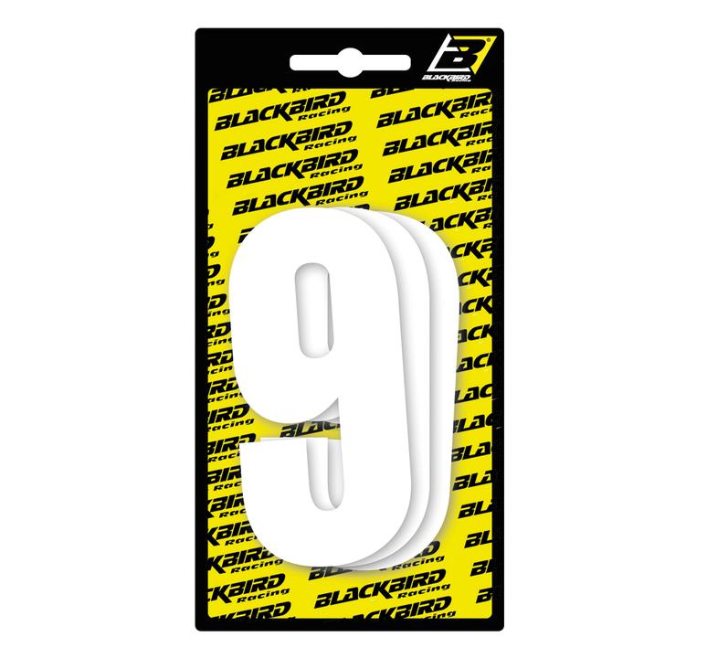 Blackbird Race Numbers 9  3 Pack White Large