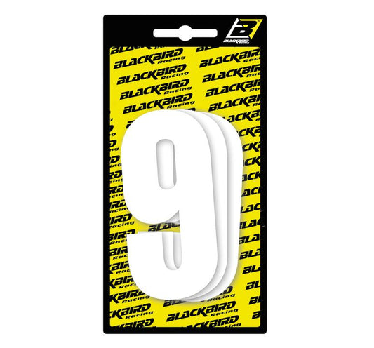 Blackbird Race Numbers 9  3 Pack White Small