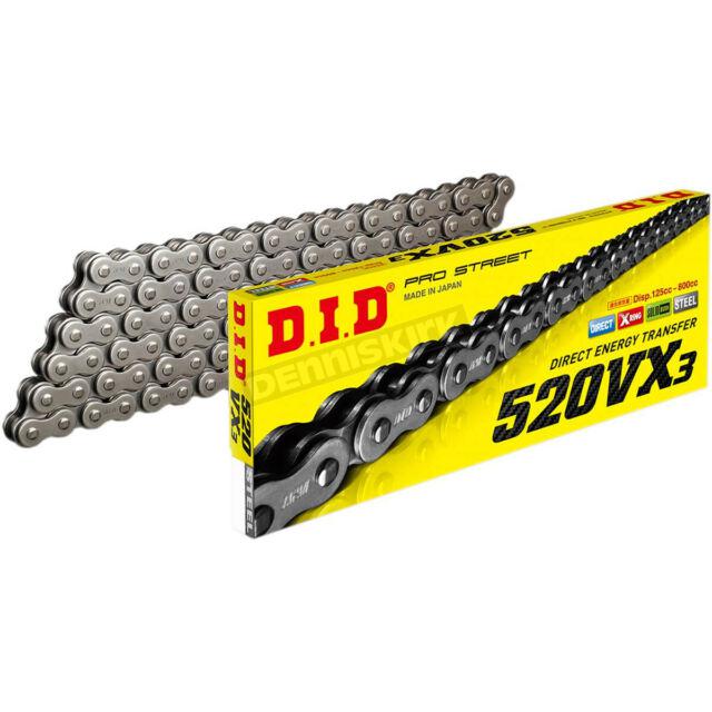 D.I.D Pro Street X-Ring Drive Chain 520 Vx3 S/S -120 Fb Silver