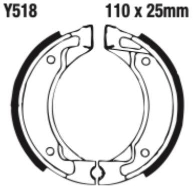 EBC Y518 Brake Shoe Set (8601007) For Yamaha Dt/Fs1/Pw/Rx/Rxs/Sr/T/V/Ye/Yf