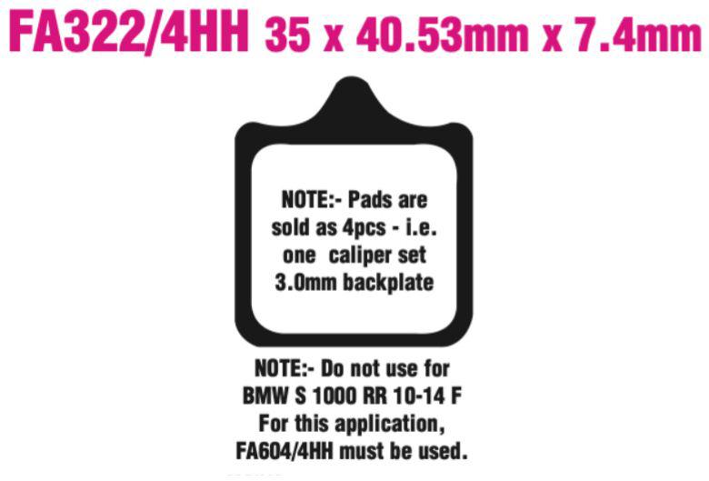 EBC Fa322/4Hh Double-H Sintered Disc Pad Set Front (8601421) For Apr/Ben/Bim/Duc/Husq/KTM/Tm