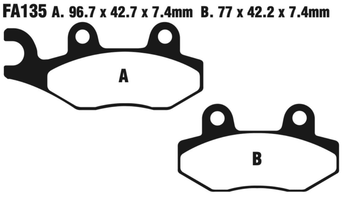EBC Fa135Tt Carbon Tt Disc Pad Set Front (8601233) For Husq/Kaw/Quad/Suz/Yam