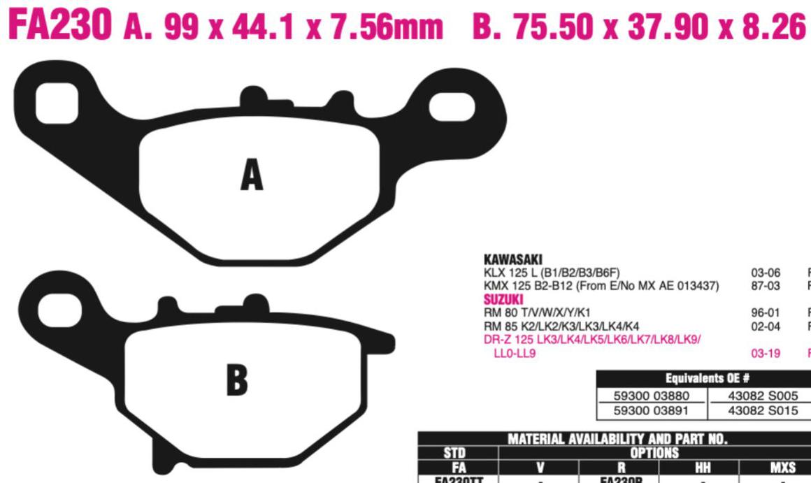 EBC Fa230R Fa Series R Disc Pad Set Front (8601357) For Kawasaki/Suzuki