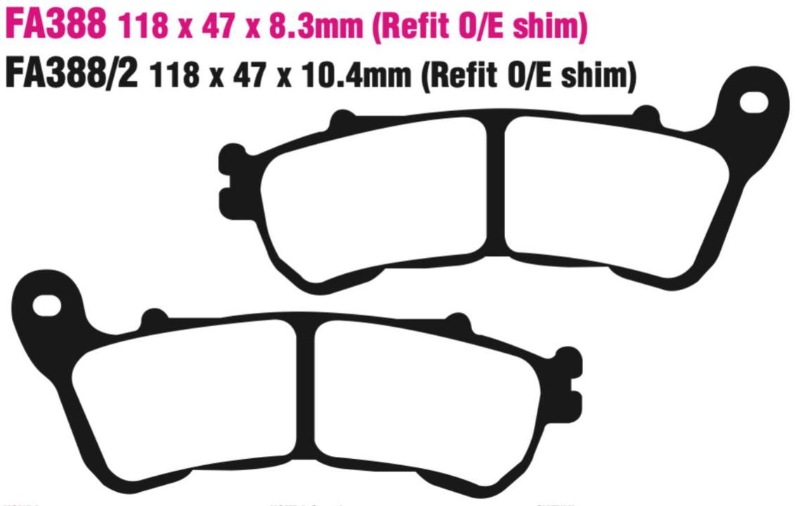 EBC Fa388Hh Double-H Sintered Disc Pad Set Front (8601471) For Honda/Suzuki