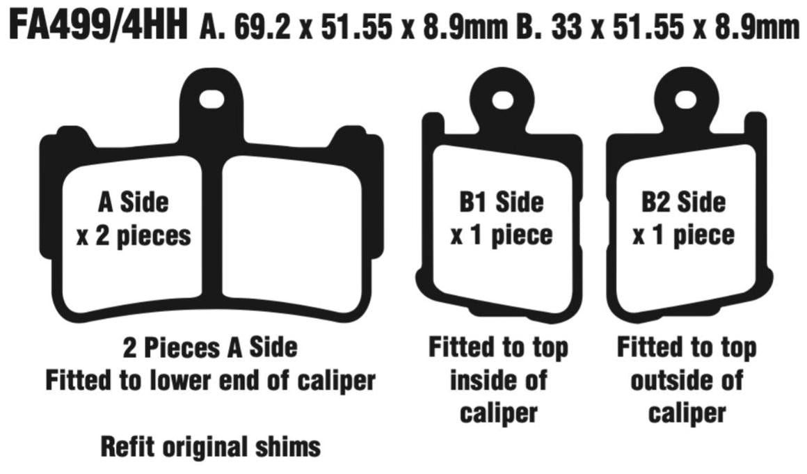 EBC Fa499/4Hh Double-H Sintered Disc Pad Set Front (8601567) For Honda Vfr 1200