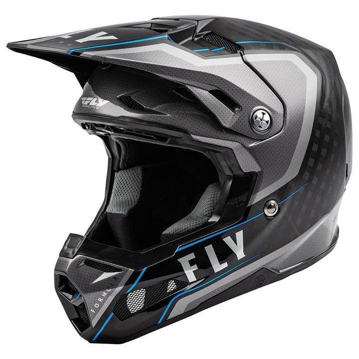 Fly Racing Youth Formula Carbon Axon Helmet - Black/Grey/Blue