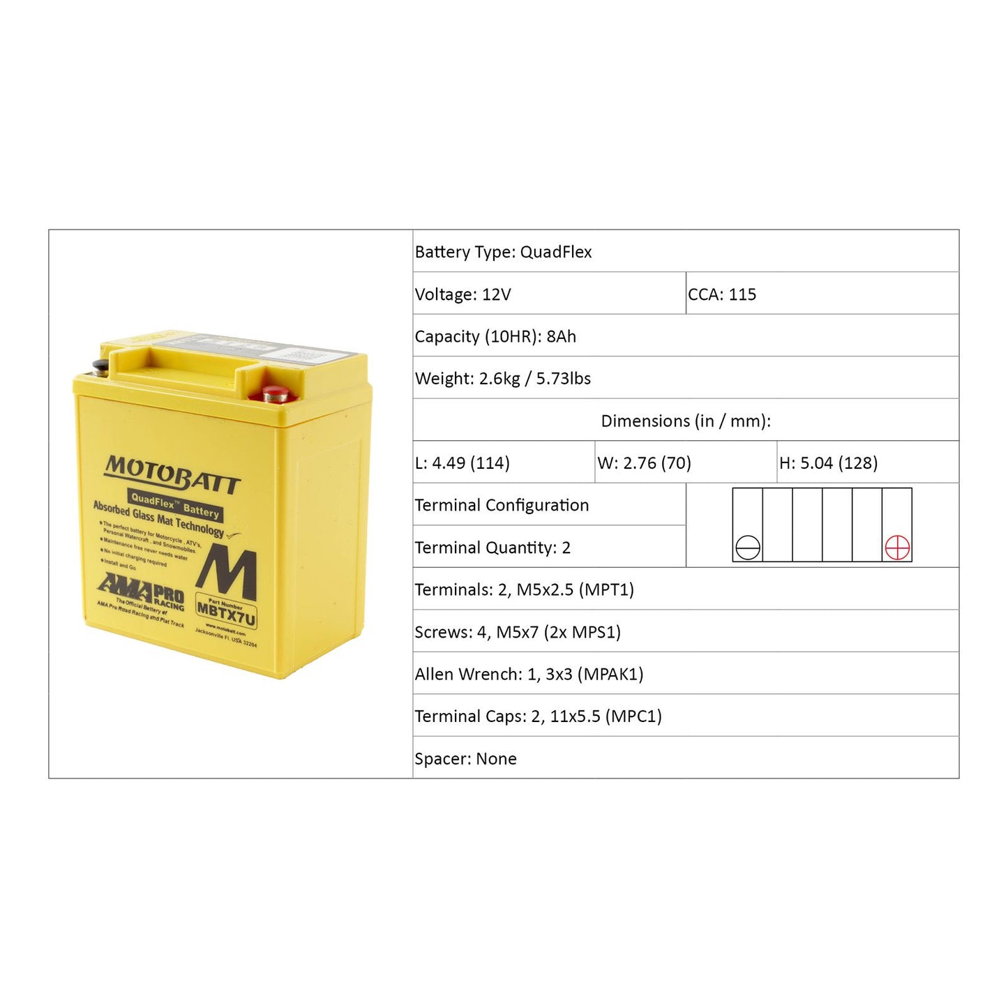 Motobatt Motorcycle Battery Mbtx7U
