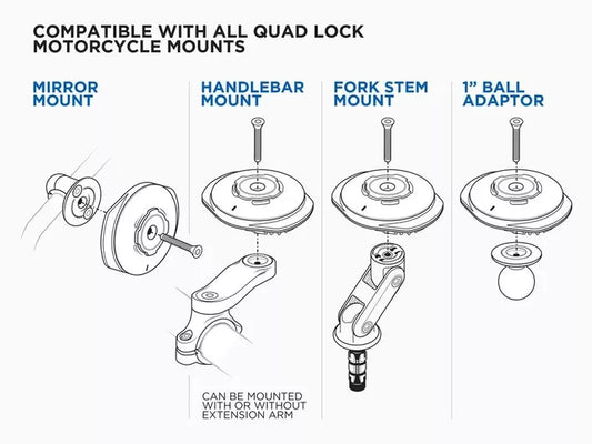 Quad Lock Waterproof Motorcycle Wireless Charging Head