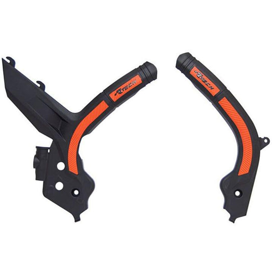 Rtech KTM Black/Orange Frame Protectors Exc/Exc-F/SX/SXf/Xc/Xc-F/Xc-W/Xcf-W 125/150/250/300/350/450/500