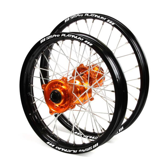 KTM Sm Pro / Platinum Junior MX Black Rim / Orange Hub Wheel Set 85 SX (Big Wheel) 2012-2017 (19X1.40 / 16X1.85")