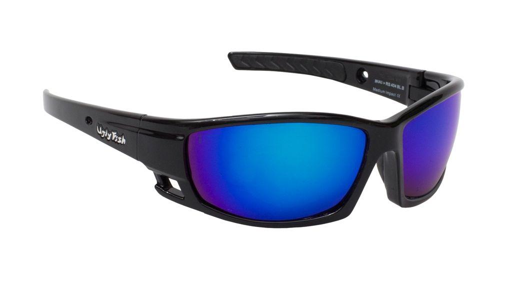 Ugly Fish Rocket Shiny Black Frame, Blue Revo Lens